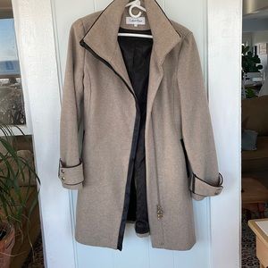 Calvin Klein Wool Blend Zip Up Pea Coat